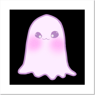 Cute Kawaii Smiling Ghost Face Posters and Art